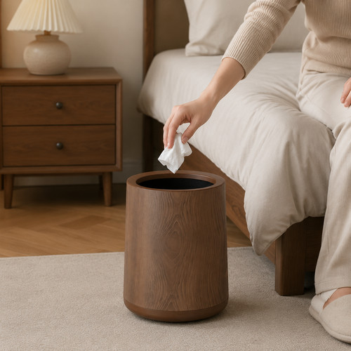 Wood grain round plastic waste - grain,