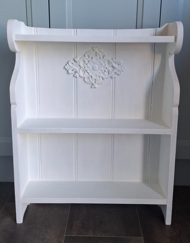 White wooden wall shelf shabby - shelf,
