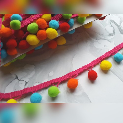 12mm pom trim multicolour - 12mm,