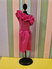 Vintage Mattel Barbie Fashion Fun #2086 Shocking Pink Ruffle Dress 1984