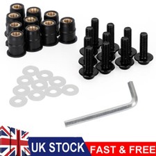 10PCS Motorcycle Wind Screen Shield Alu M5x16mm Screw Bolt Washers kit Black