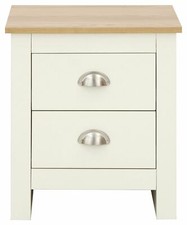 Lancaster 2 Drawer Bedside Table Cabinet Bedroom Furniture Cream