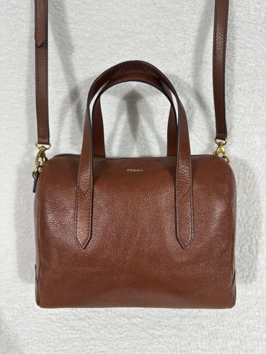 Fossil brown leather satchel - fossil,