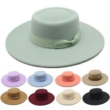 Women Ladies Elegant Bow Fedora Wide Brim Felt Panama Retro Travel Derby Top Hat