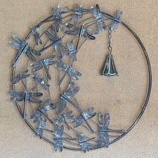 Large Dragonfly Hanging Wall Plaque Metal Bell Outdoor Garden Ornament WindChime