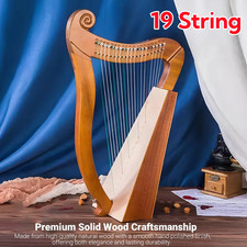 19 String Irish Harp Tone Wood Veneer Lyre Stringed Musical Instrument Gift UK