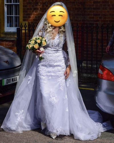 White lace tulle - white, mermaid