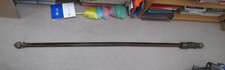 Vintage French? brass curtain pole with 14 rings - 174cm, inc. 2 x 9cm finials