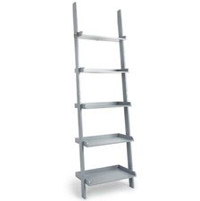 REBOXED Grey 5 Tier Ladder Shelving Unit Wall Leaning Bookcase Living Room