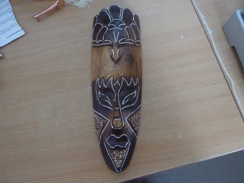 African wooden wall - , mask