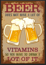 Beer Funny Vintage Retro Metal