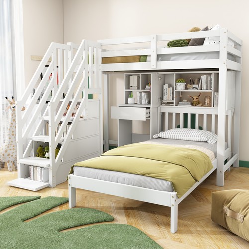 Bunk bed with stairs - bed,