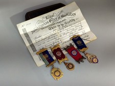 Set Masonic medals with a certificate belonging to J.G. Clark