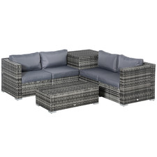 Rattan Corner Sofa Set Grey