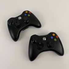 Microsoft Xbox 360 Wireless Controllers Black Genuine Original Accesories x2 Set