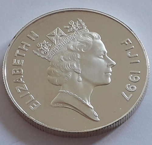 1997 fiji ten dollars - ten, silver