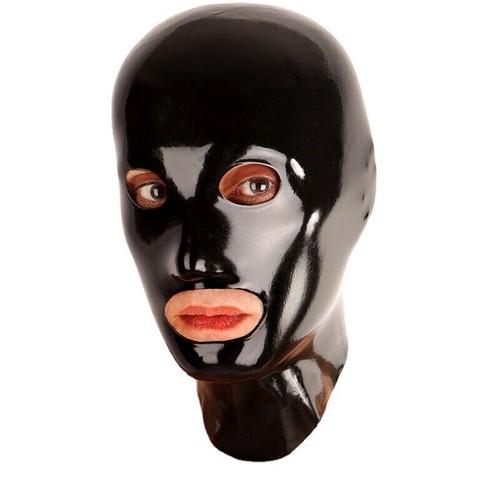 Mens black latex hood - uk,