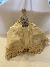 ANTIQUE VINTAGE PORCELAIN PIN CUSHION HALF DOLL LADY 16 cm TALL, GOOD CONDITION,