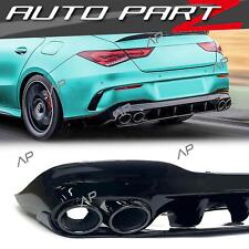 Black Rear Diffuser Exhaust Trim for Mercedes CLA W118 C118 X118 AMG Line 19+