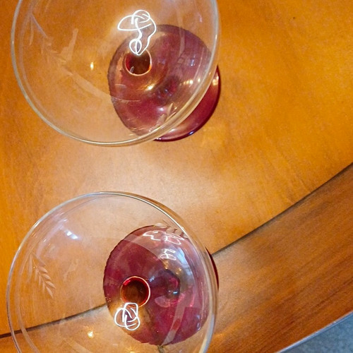 Set etched floral - set, of