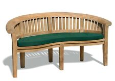 Teak Outdoor Banana Bench with Cushion, Deluxe - 5 colours available