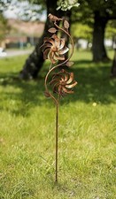 Garden Wind Spinner Metal Stake Outdoor Decor Bird Ornament Dual Copper Effect