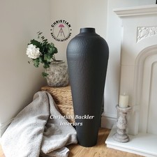 Extra Large Black Metal Floor Vase Contemporary Ornament with Lid 103cm Tall 