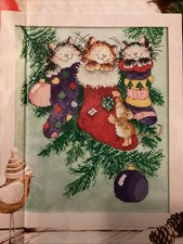 Margaret Sherry Cute Cats In Stockings Christmas Cross Stitch Chart