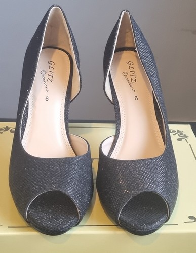 Women black glitter - black, peep