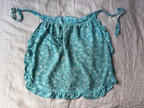 Vintage retro half apron blue - half,