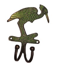 Bird Shape Vintage Repro Handmade Brass Key Cloth Cap Towel Wall Hanger Hook