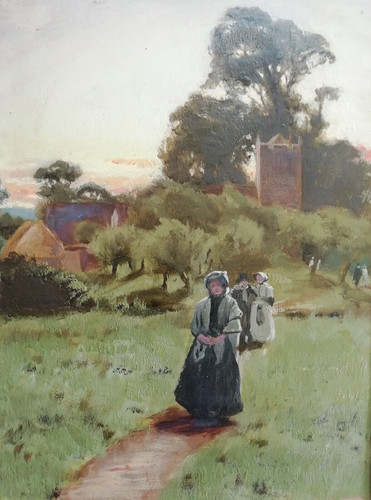 Victorian oil painting - oil,
