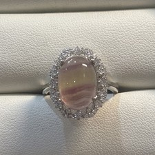 Fluorite Cabochon Ring Silver