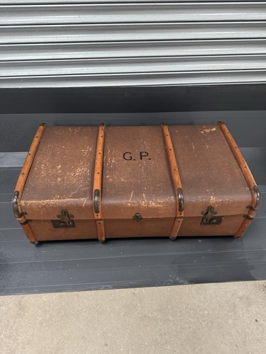 Vintage steamer trunk wood - steamer,