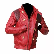 Akira Kaneda Red Real Leather Motorcycle Biker Cafe Racer Vintage Biker jacket