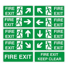 Fire Exit Sign Vinyl Sticker - All Sizes - Emergency Escape Fire Drill