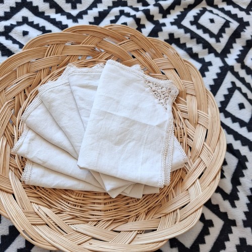 Vintage linen napkins set 6 - napkins, of