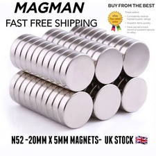 Powerful N52 Neodymium Magnet 20mm x 5mm - Super Strong Rare Earth Disc Magnet