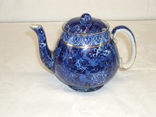 Art Nouveau Flow Blue Wileman Shelley Blue Dragon Small 1 Pint Teapot