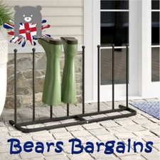 4 Pair Black Powder Coated Boot Rack - Steel - Wellie Welly Holder Stand Storage