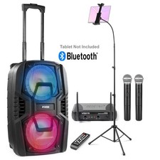 Home Karaoke System with Tablet Stand and STWM712 Wireless Microphones FT208LED