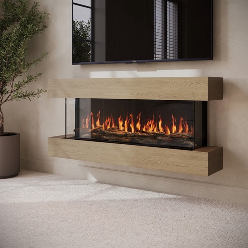Oak media wall mounted sided - mounted, 3-sided