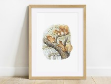 Classic Beatrix Potter Print, Squirrel Nutkin, Nursery, Baby Shower Picture Gift