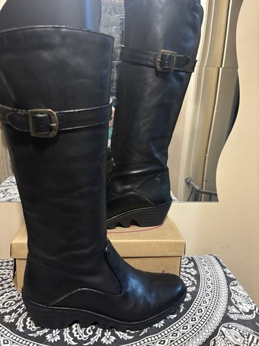 Fly london black leather boots - london,