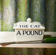 Emma Bridgewater Handmade in UK Small 1/2 Pound Butter Dish - BLACK TOAST