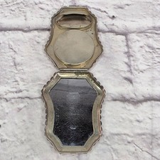 Vintage Vanity Powder Compact Mirror Silver Plated & Enamel Floral Art Decor