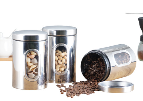 Stainless steel round canister - steel,