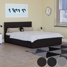 Bed Faux Leather Small Double King Size 3FT 4Ft 5Ft Ottoman Storage UKFR