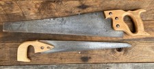 Two Vintage (1950s) Carpentry/Joinery Hand Saws with Wooden Handles