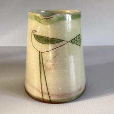 Judith Rowe Hastings Studio Pottery Green Abstract Bird Jug Pitcher Vase 13cm